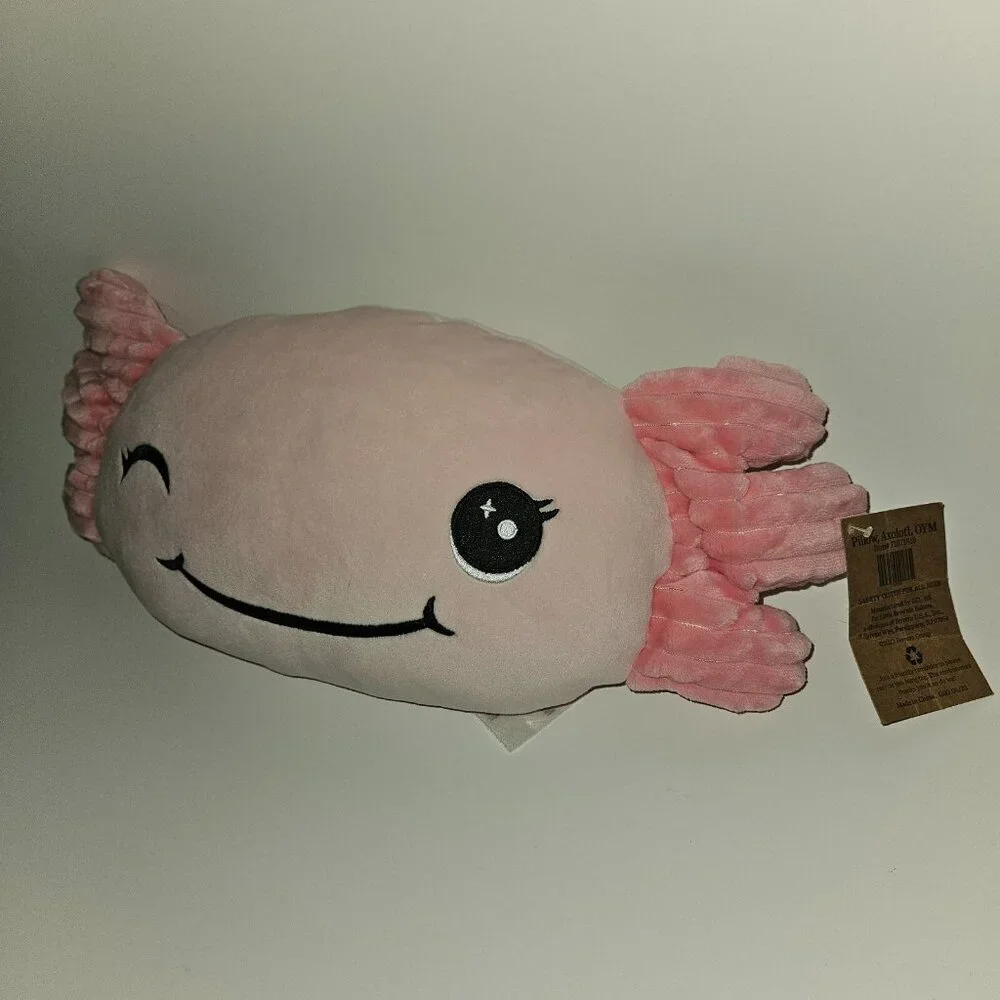 Pink Winking Axolotl Plush Pillow Toy Decor Own Your Magic Little Brownie OYM